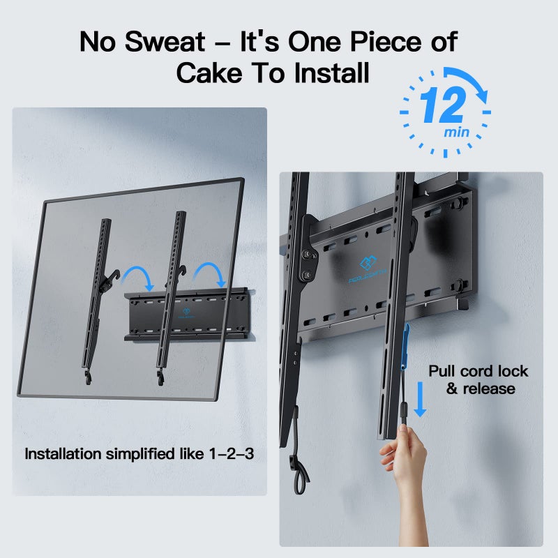 PERLESMITH Tilting TV Wall Mount Bracket Low Profile for Most 23-60 inch LED LCD OLED, Plasma Flat Screen TVs with VESA 400x400mm Weight up to 115lbs, Fits 16" Wood Stud - Image 4
